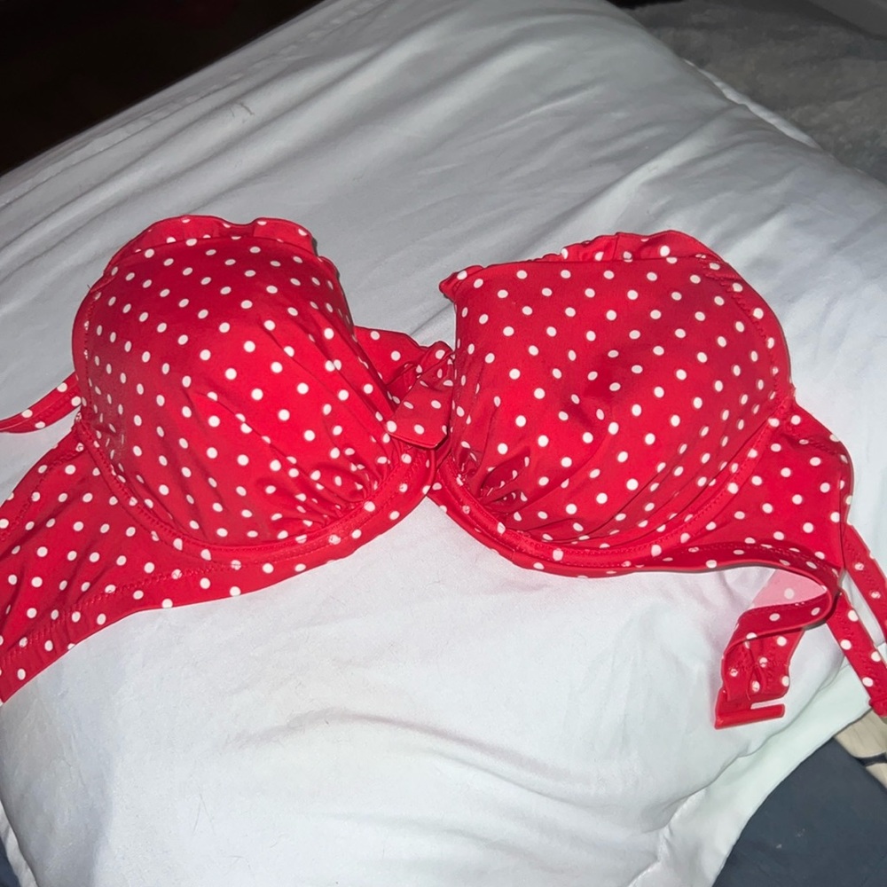 Pour Moi Cherry Red & White Polka Dot Bikini top. Size 32F